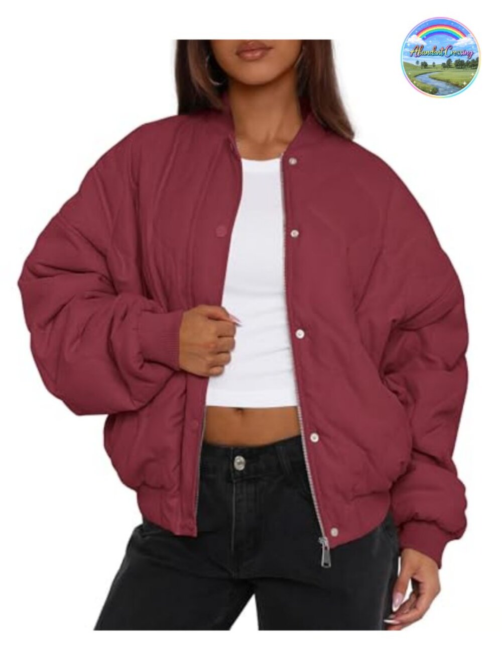 PRETTYGARDEN Quilted Bomber Jacket Lightweight Winter Coat Cropped Zip Up